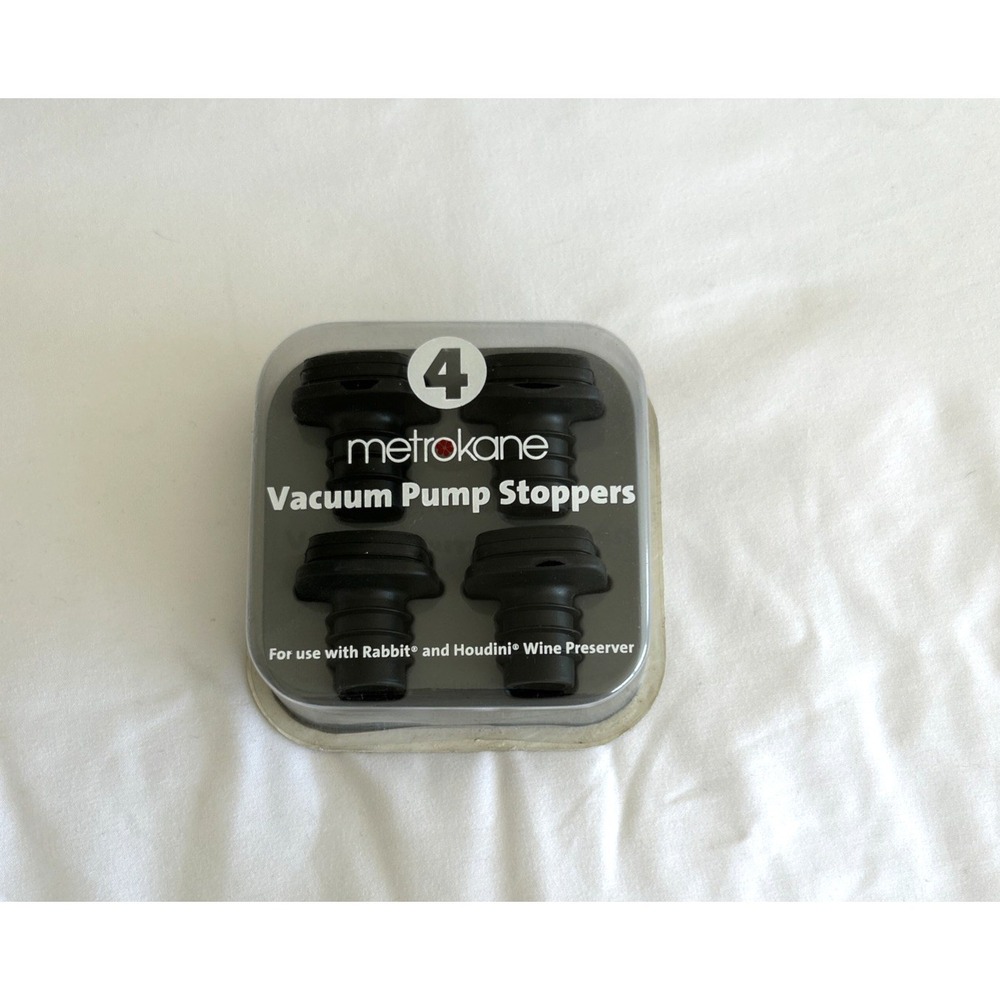 Metrokane Vacuum Pump Stoppers 4 Pack Rabbit Houdini Wine Preservers 5578 New